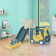 Children's Slide: 4-in-1 Kids Slide Set with Bus, Ladder, Basketball Hoop, made of High Density Polyethylene