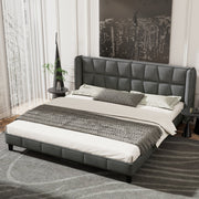 Upholstered Bed with Slatted Base and Headboard, 160x200cm, Grey Velvet