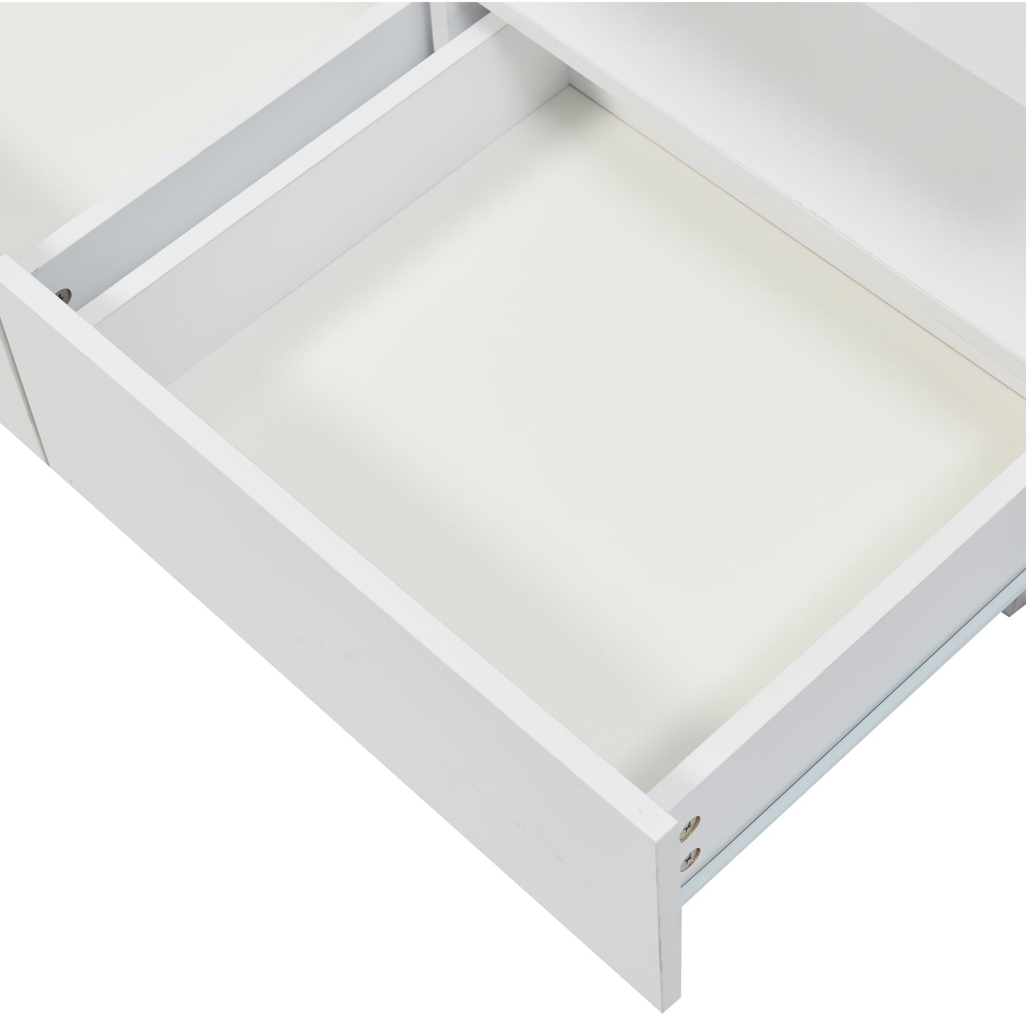 Modern Coffee Table with High-Gloss Top and 2 Drawers, White