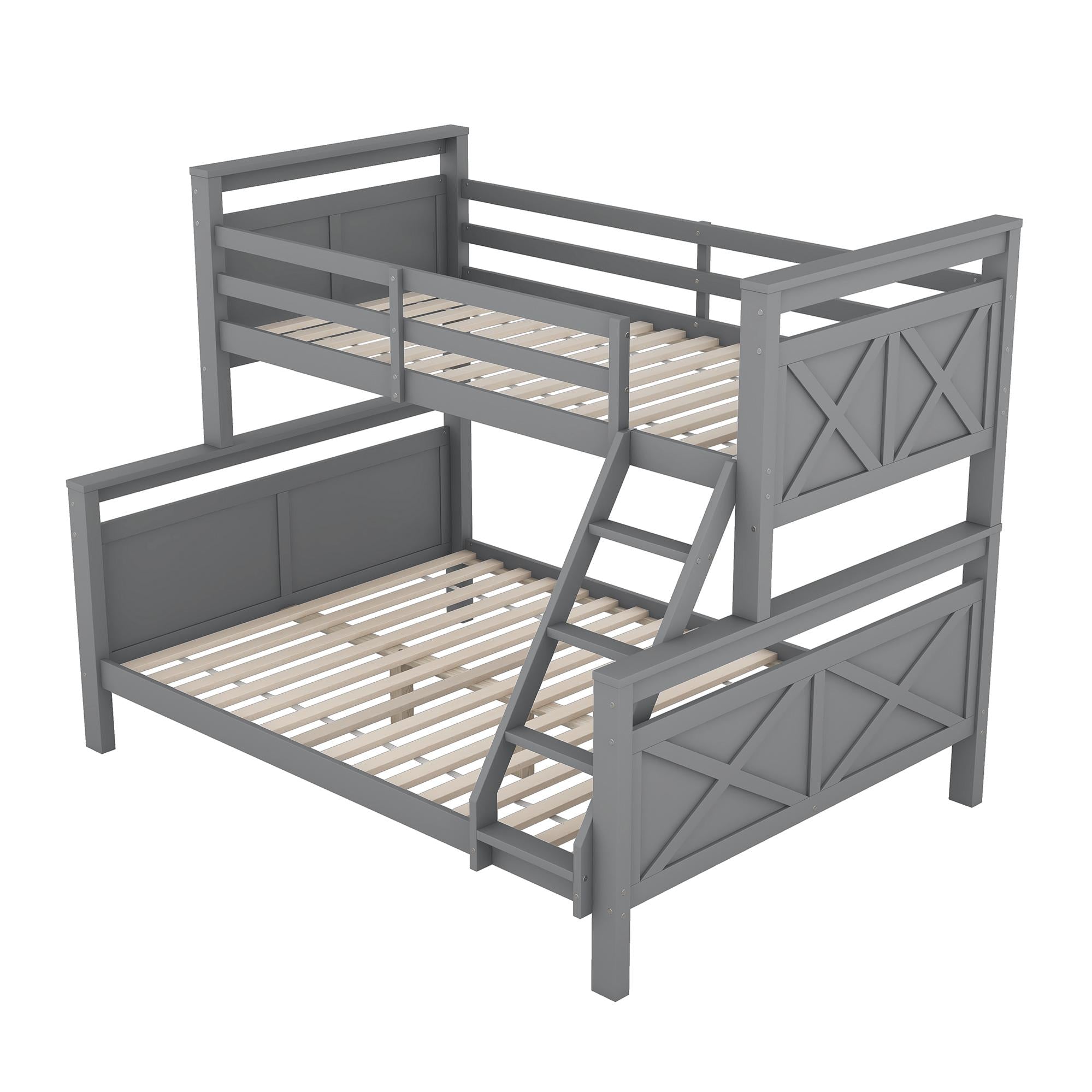 Bunk Bed Convertible 90/140x200cm with Ladder Railing Wooden Grey