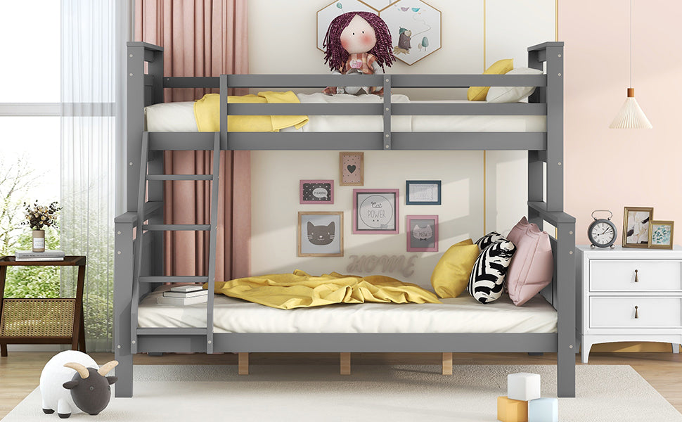 Bunk Bed Convertible 90/140x200cm with Ladder Railing Wooden Grey