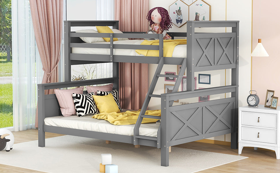 Bunk Bed Convertible 90/140x200cm with Ladder Railing Wooden Grey
