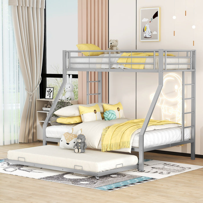 Bunk Bed Pull-out Bed Ladder 90(140)x200cm - Silver Metal