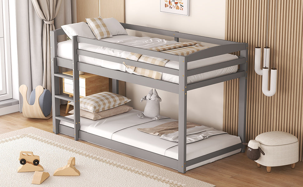 Bunk Bed for Children, Solid Pine Frame 90x200cm, Grey