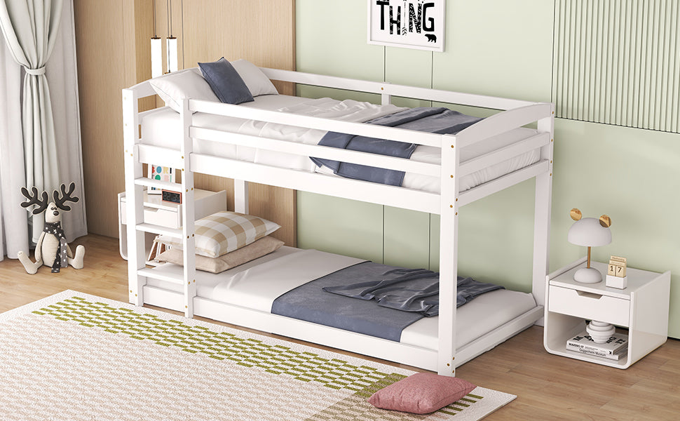 Bunk Bed 90x200cm Solid Pine Frame - White