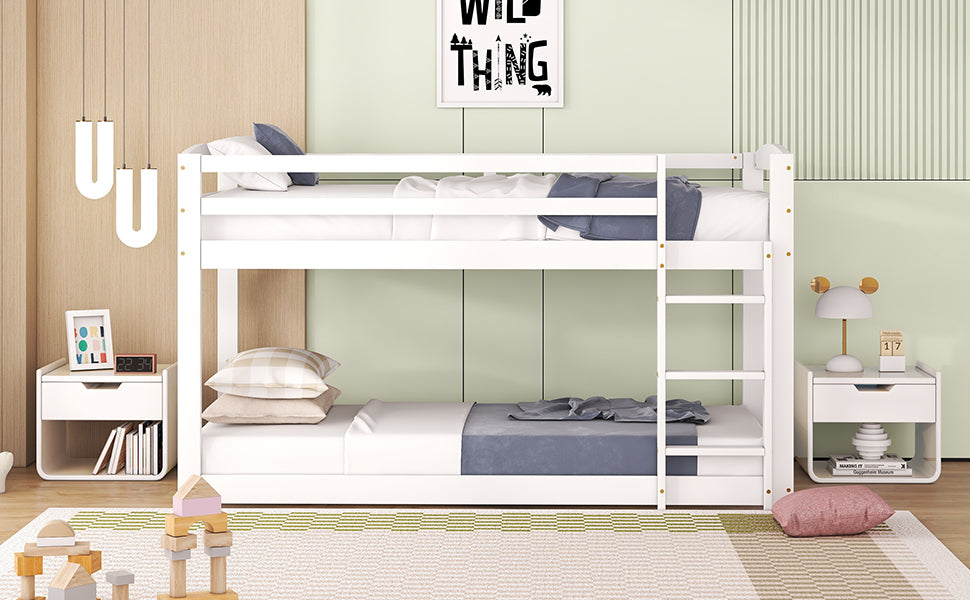 Bunk Bed 90x200cm Solid Pine Frame - White
