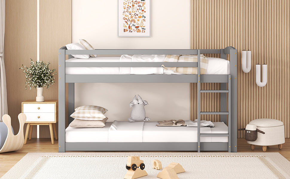Bunk Bed for Children, Solid Pine Frame 90x200cm, Grey
