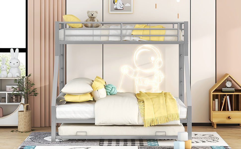 Bunk Bed Pull-out Bed Ladder 90(140)x200cm - Silver Metal