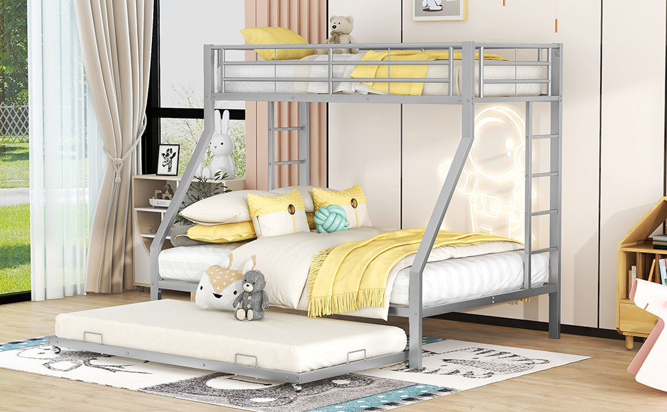 Bunk Bed Pull-out Bed Ladder 90(140)x200cm - Silver Metal