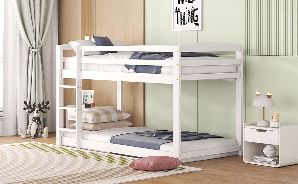 Bunk Bed 90x200cm Solid Pine Frame - White