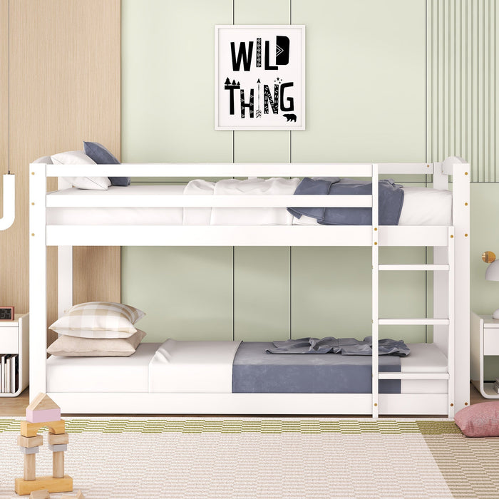 Bunk Bed 90x200cm Solid Pine Frame - White