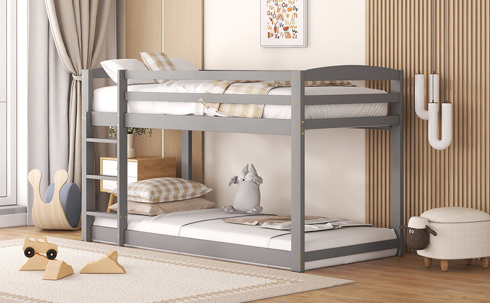 Bunk Bed for Children, Solid Pine Frame 90x200cm, Grey