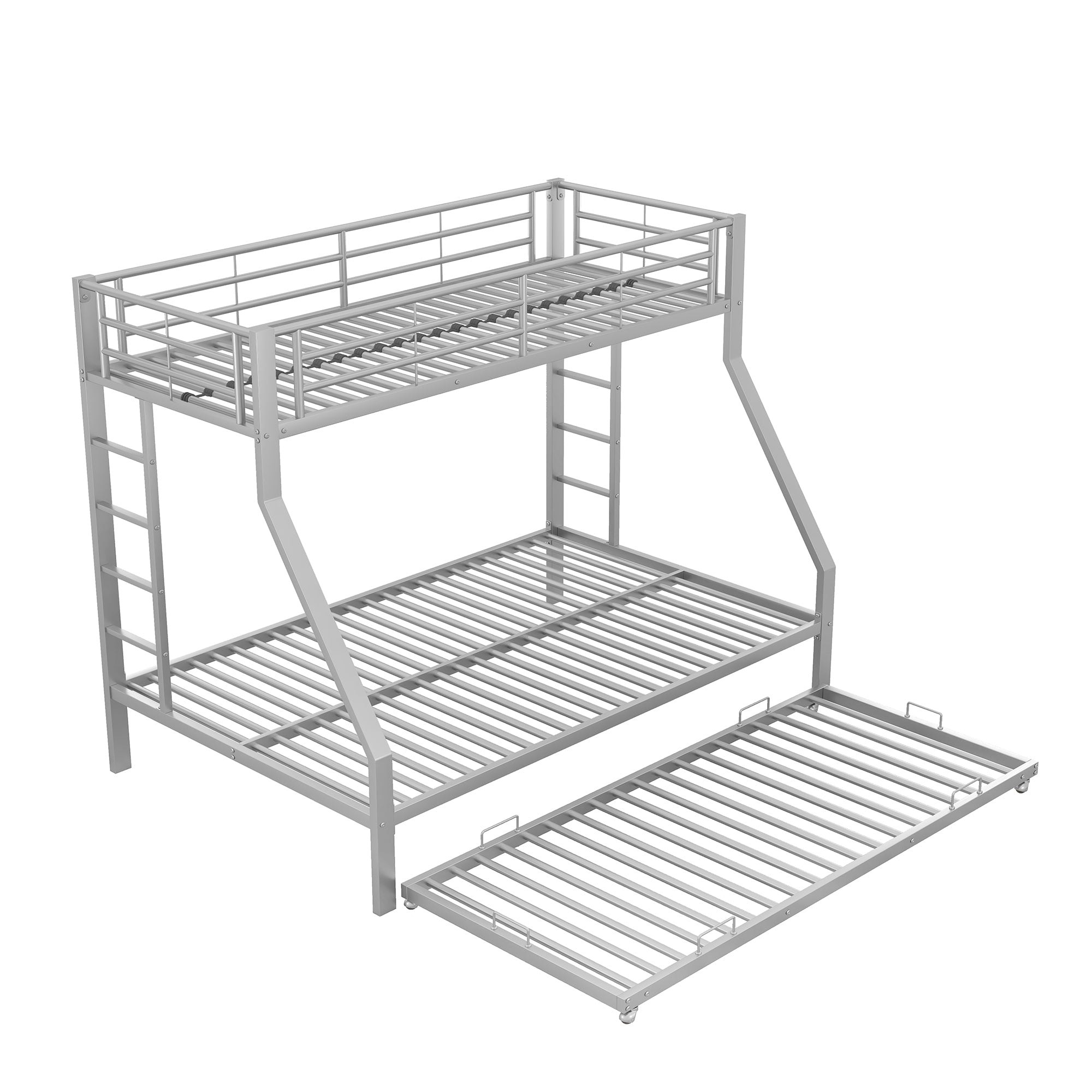 Bunk Bed Pull-out Bed Ladder 90(140)x200cm - Silver Metal