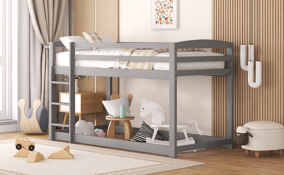 Bunk Bed for Children, Solid Pine Frame 90x200cm, Grey