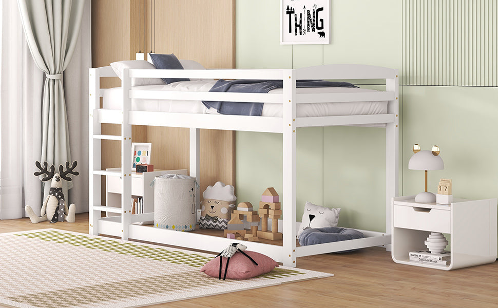 Bunk Bed 90x200cm Solid Pine Frame - White
