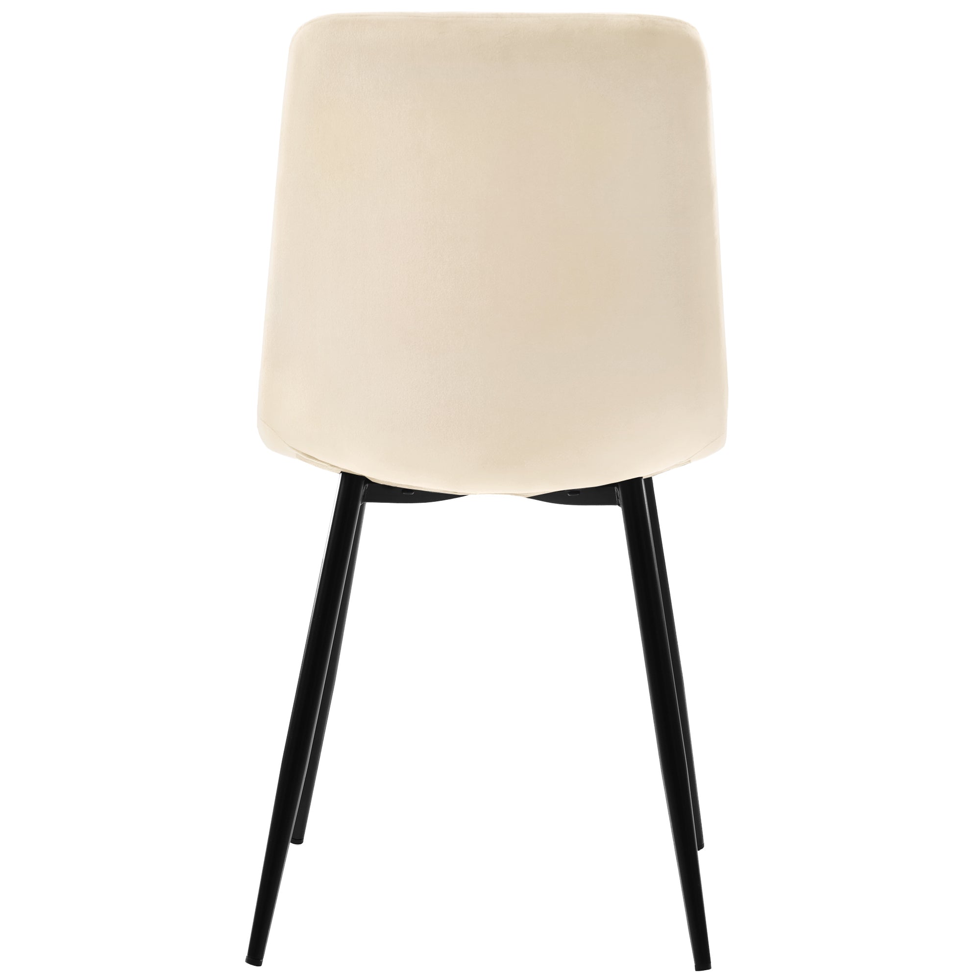 Dining Chair Set of 4 Upholstered with Backrest, Beige Velvet Metal Frame