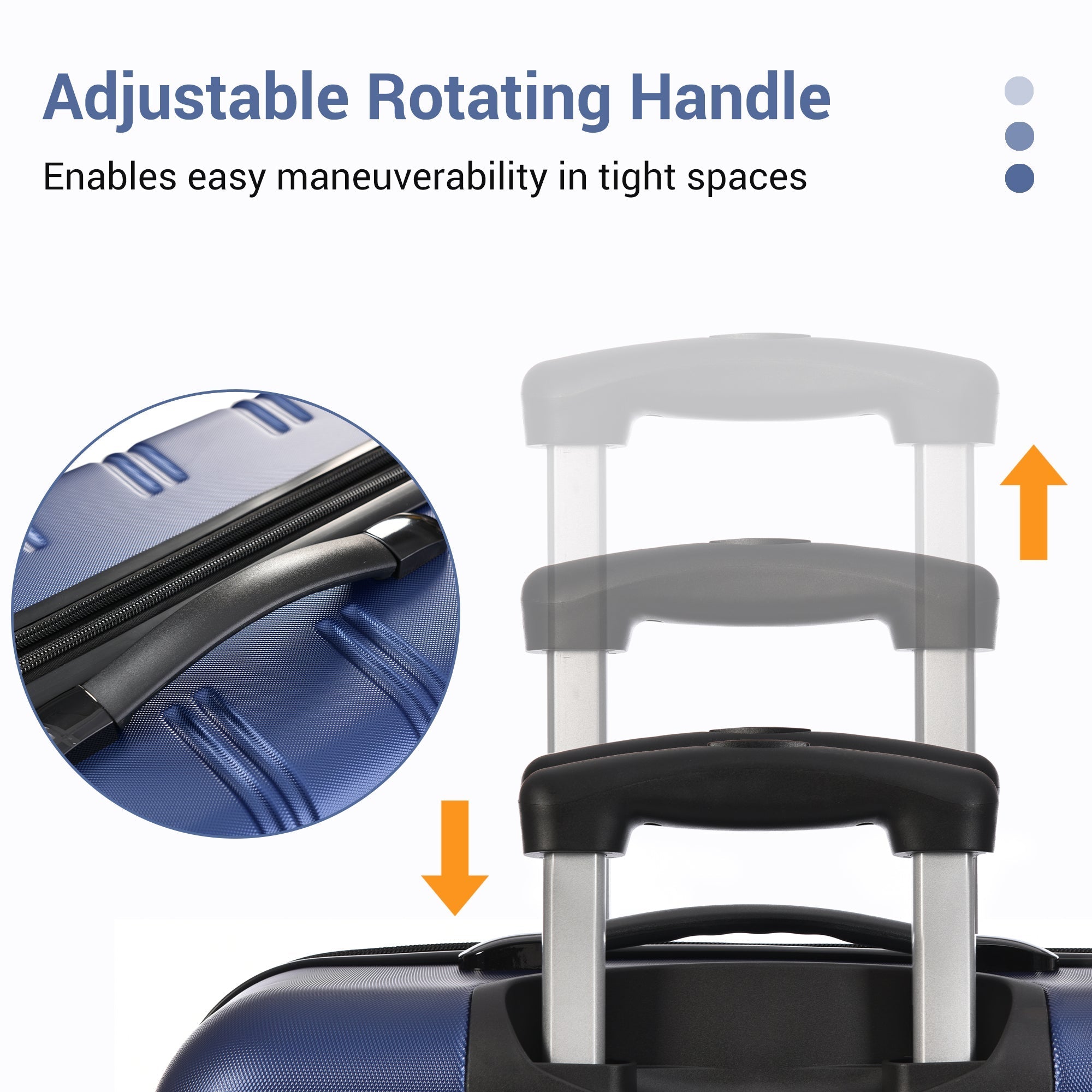 ABS Hard shell Travel Trolley Suitcase, 4 wheel Luggage set Hand Luggage, 28", Deep blue