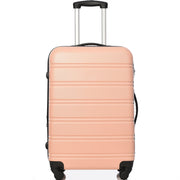 ABS Hard Shell Travel Trolley Suitcase, 4 Wheel Luggage Set, Hand Luggage, 24", Pink