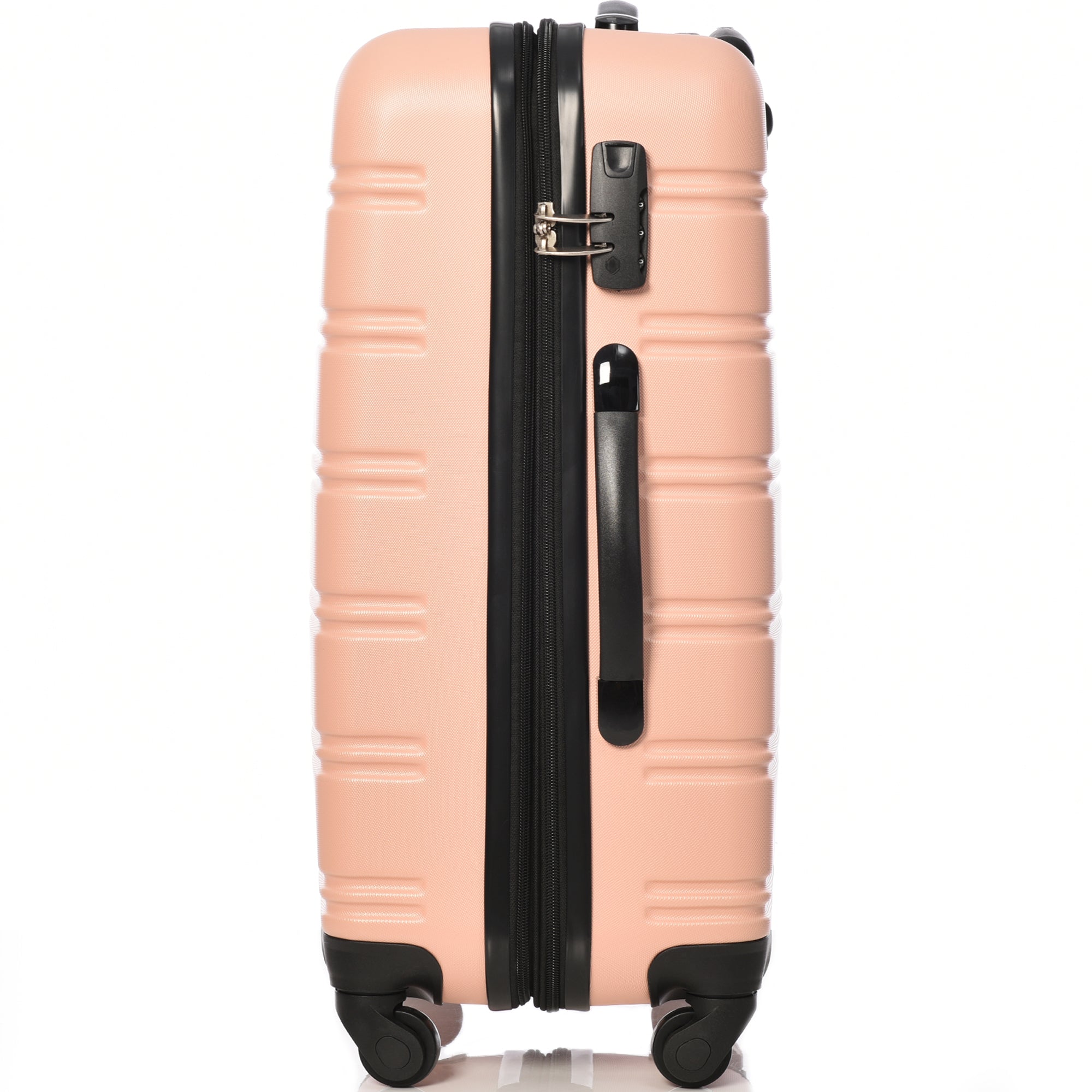 ABS Hard Shell Travel Trolley Suitcase, 4 Wheel Luggage Set, Hand Luggage, 24", Pink