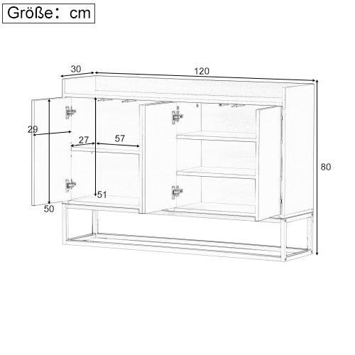 Sideboard, Minimalist 4-Door Handleless Buffet Cabinet, White