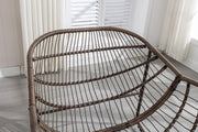 Schaukelstuhl für draußen, extragroßer Eier-Schaukelsessel aus grauem Rattan