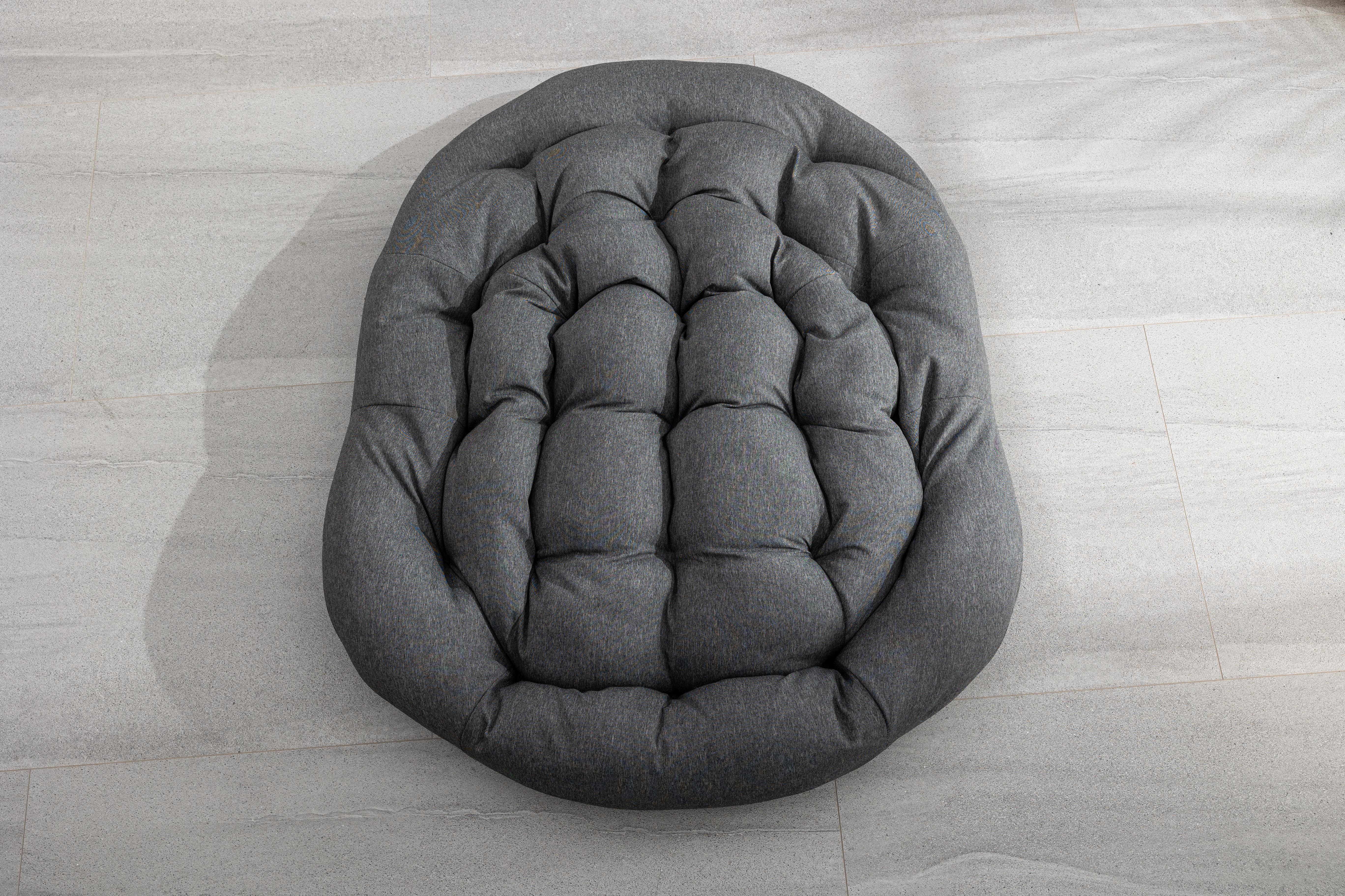 Outdoor Rocking Chair - Oversized Wicker Egg with Thick Cushion, Dark Gray