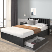 Upholstered Bed with Slatted Base and 2 Drawers, 160 x 200 cm, Black Velvet