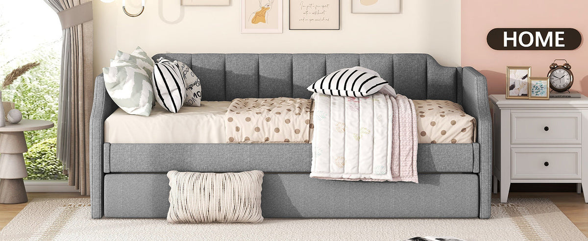 Daybed Upholstered Single Rollaway Bed 90x200cm - Grey