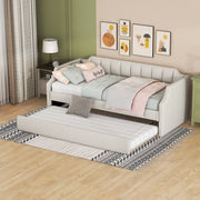Daybed 90x200cm Upholstered Rollaway Bed - Beige