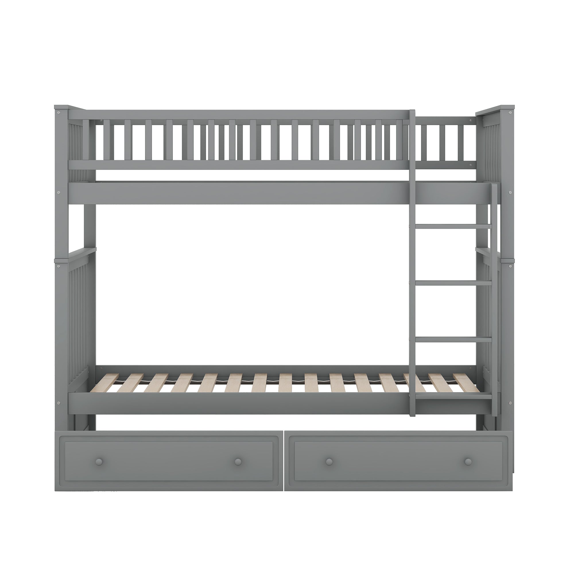 Bunk Bed 90x200cm Convertible Functional with Drawers - Grey
