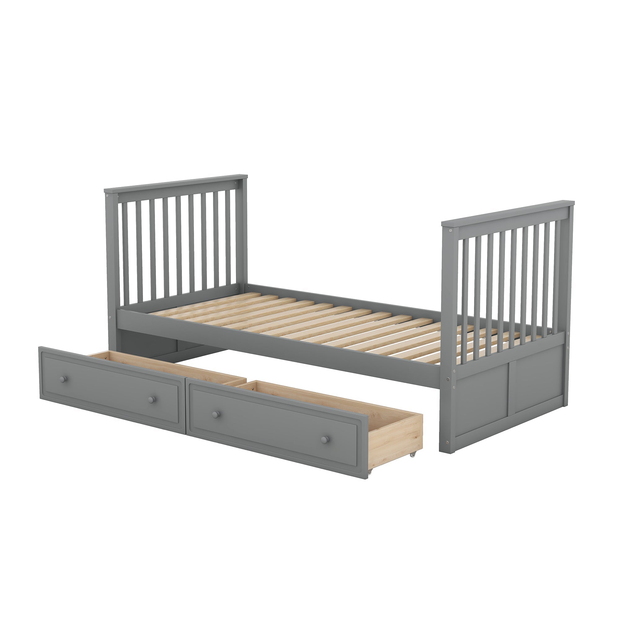 Bunk Bed 90x200cm Convertible Functional with Drawers - Grey