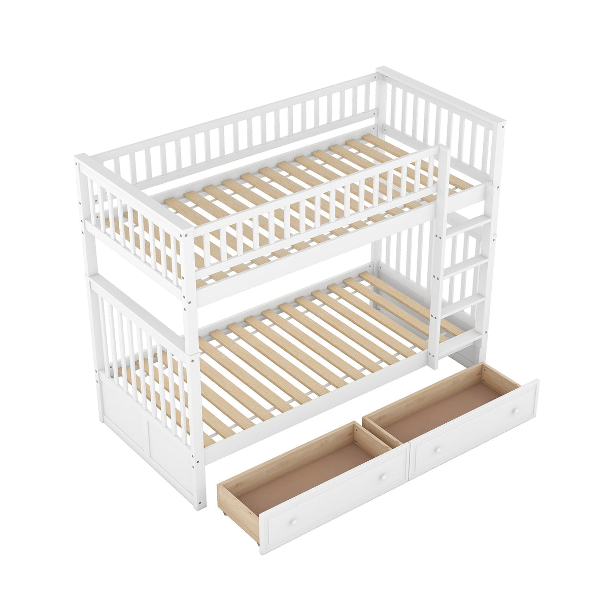 Bunk Bed 90x200cm Convertible with Drawers - White