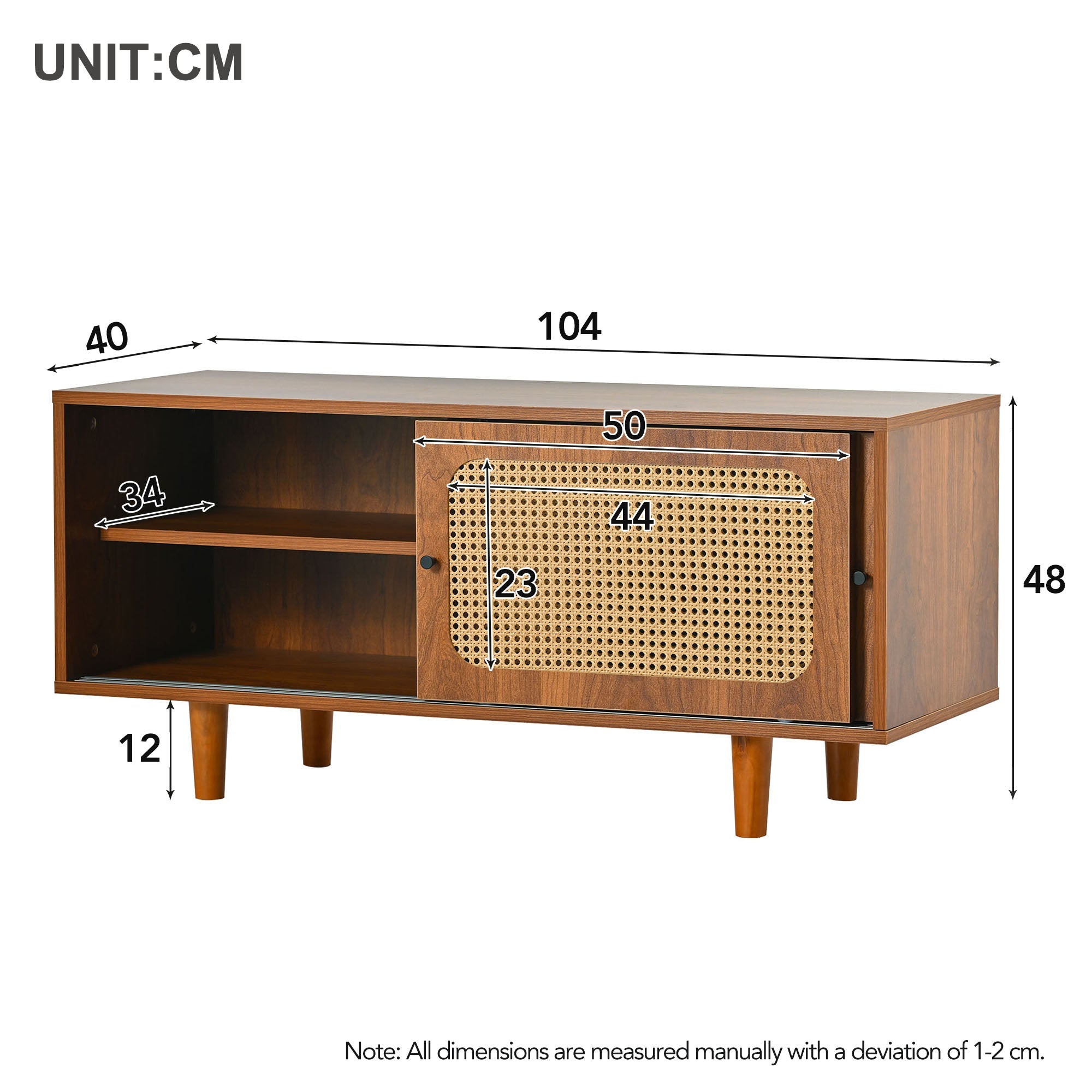 Rattan Sideboard Set, Living Room Chest & Shoe Cabinet, Walnut