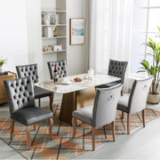 Dining Room Chair (set of 6), Upholstered with Nailhead Trim, Velvet Grey