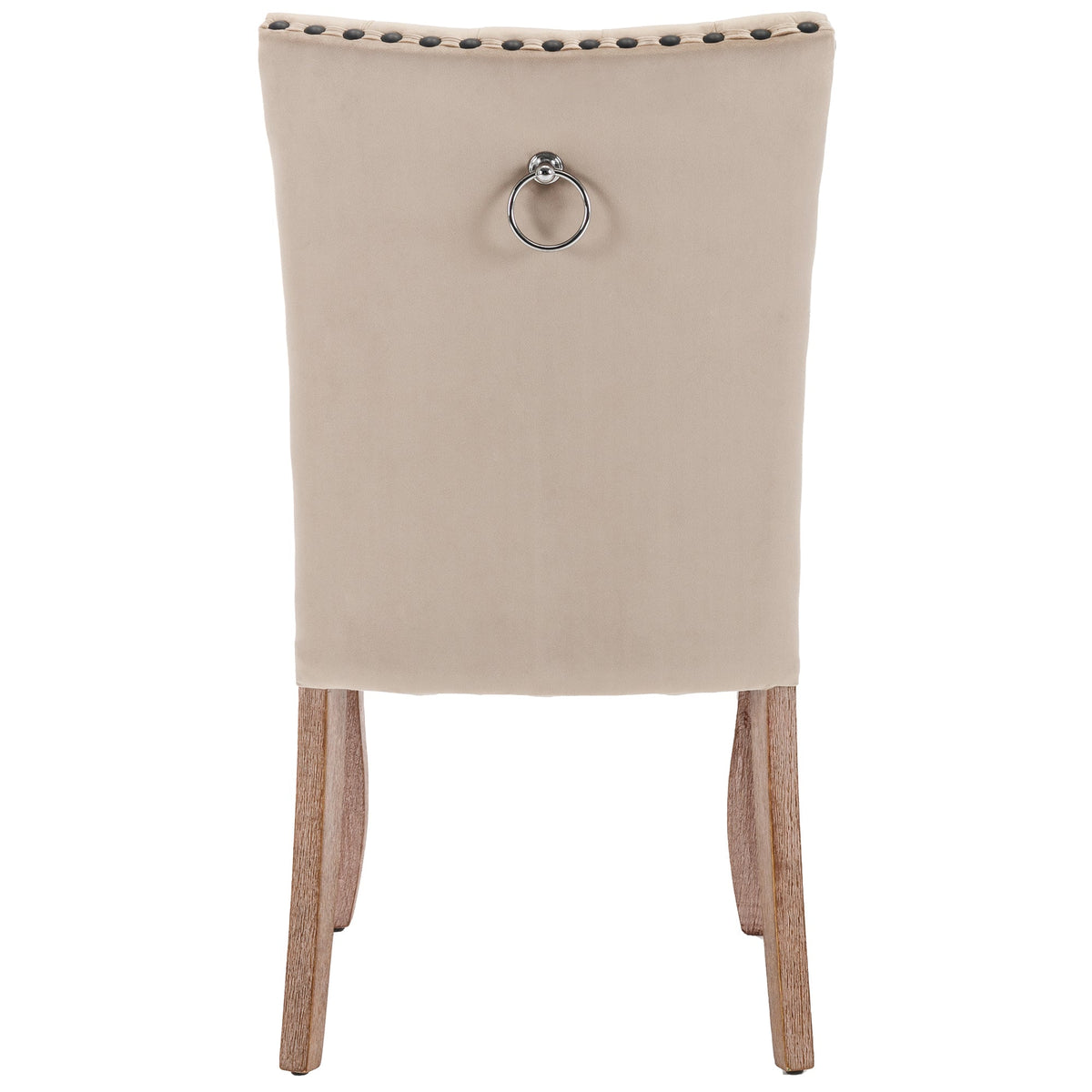 Dining Chair Set of 2 Door Knocker Back Nailhead Trim Light Camel Velvet