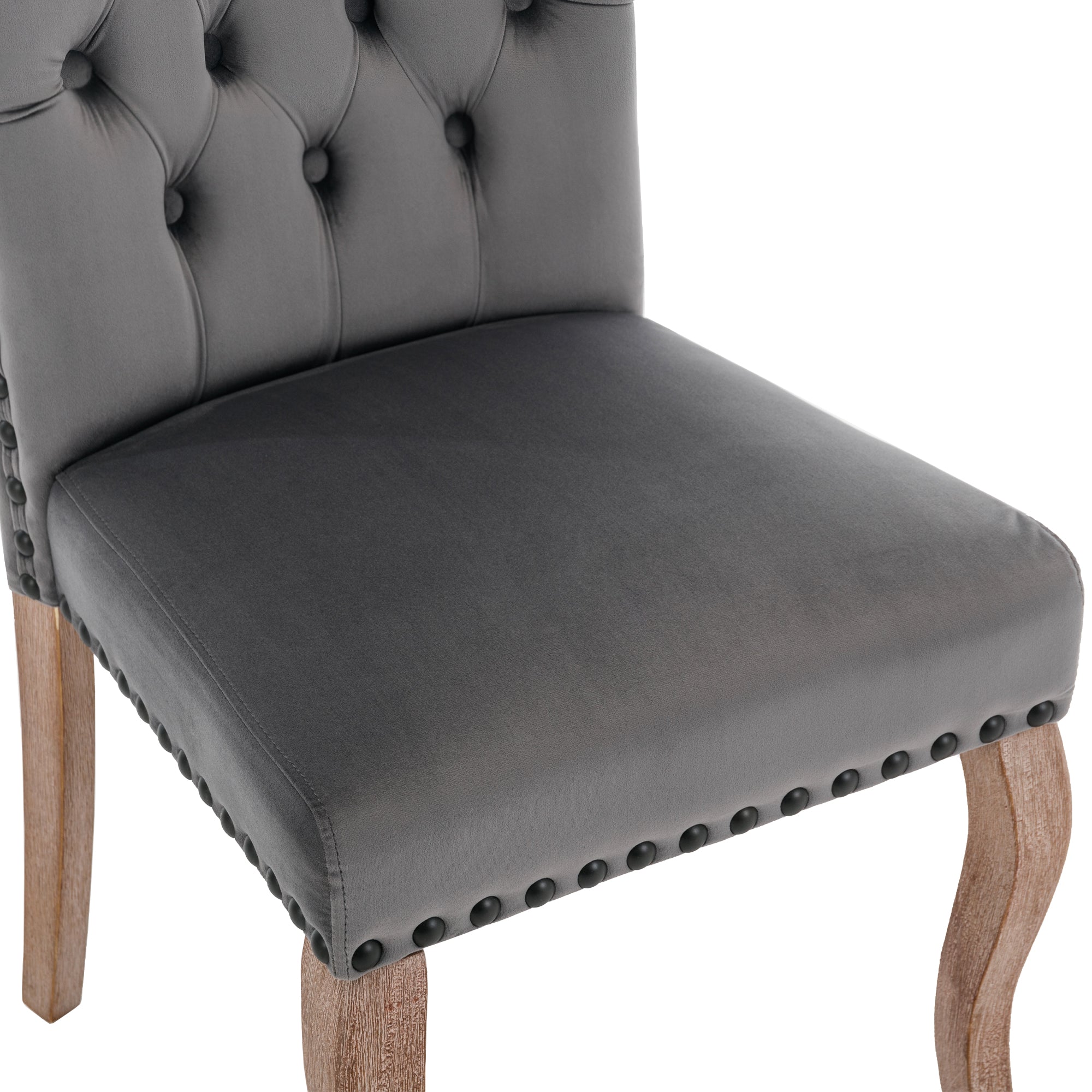 Dining Room Chair (set of 6), Upholstered with Nailhead Trim, Velvet Grey