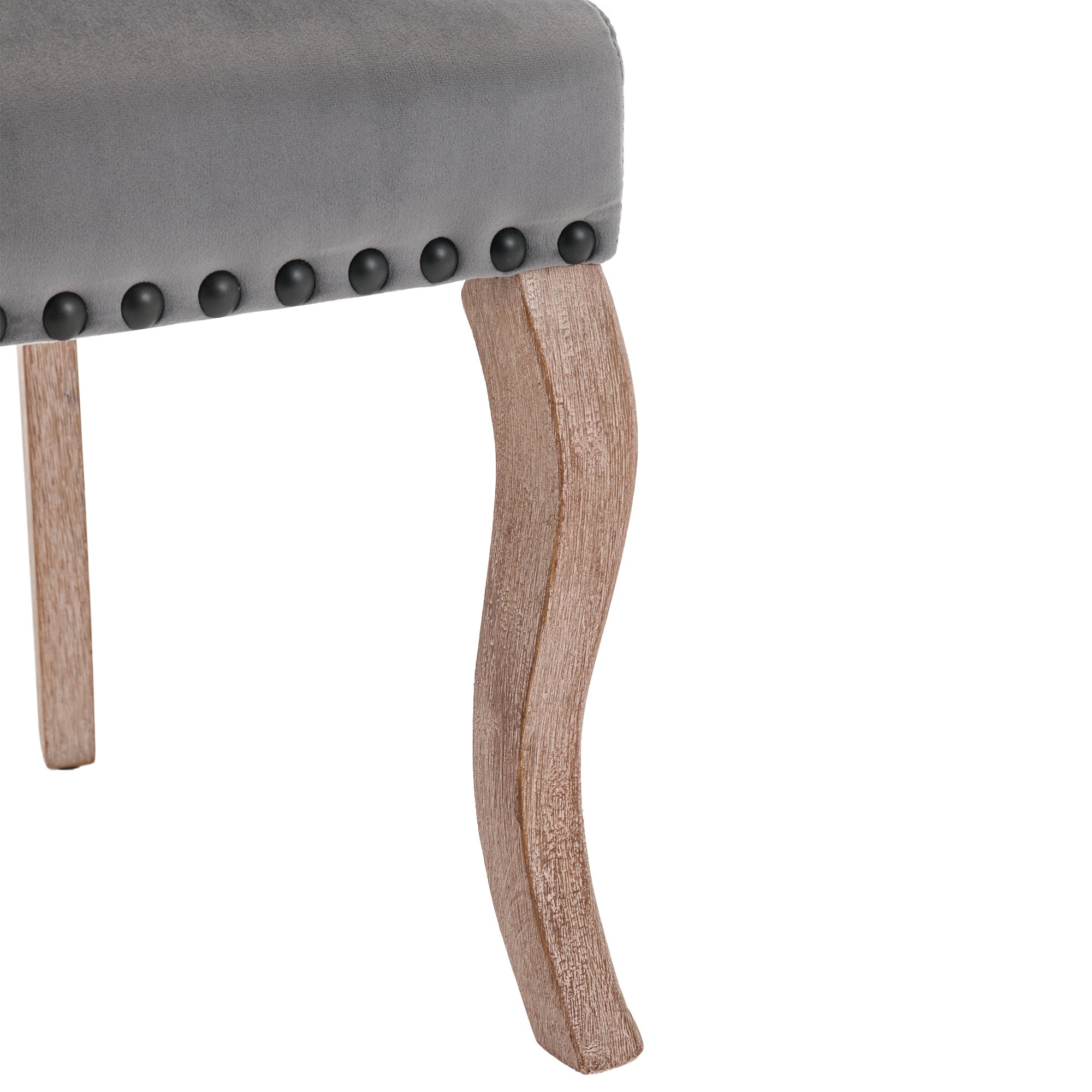 Dining Room Chair (set of 6), Upholstered with Nailhead Trim, Velvet Grey