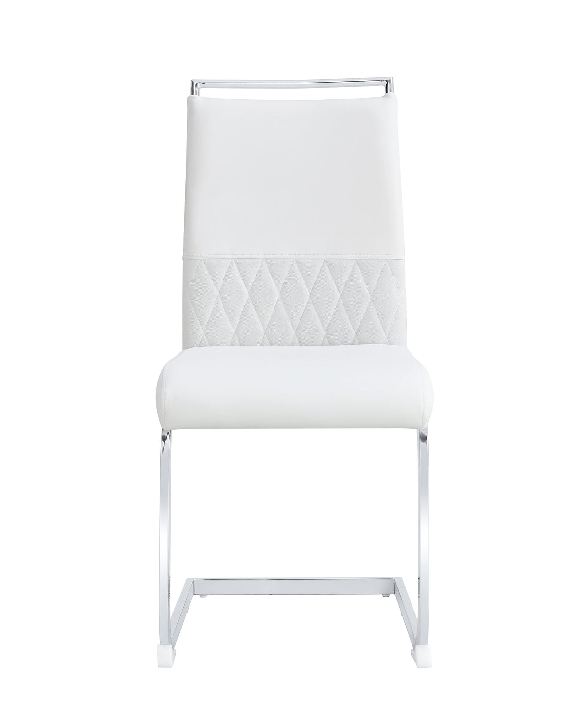 Dining Chairs Set of 6 Upholstered High-Back PU Leather Linen White