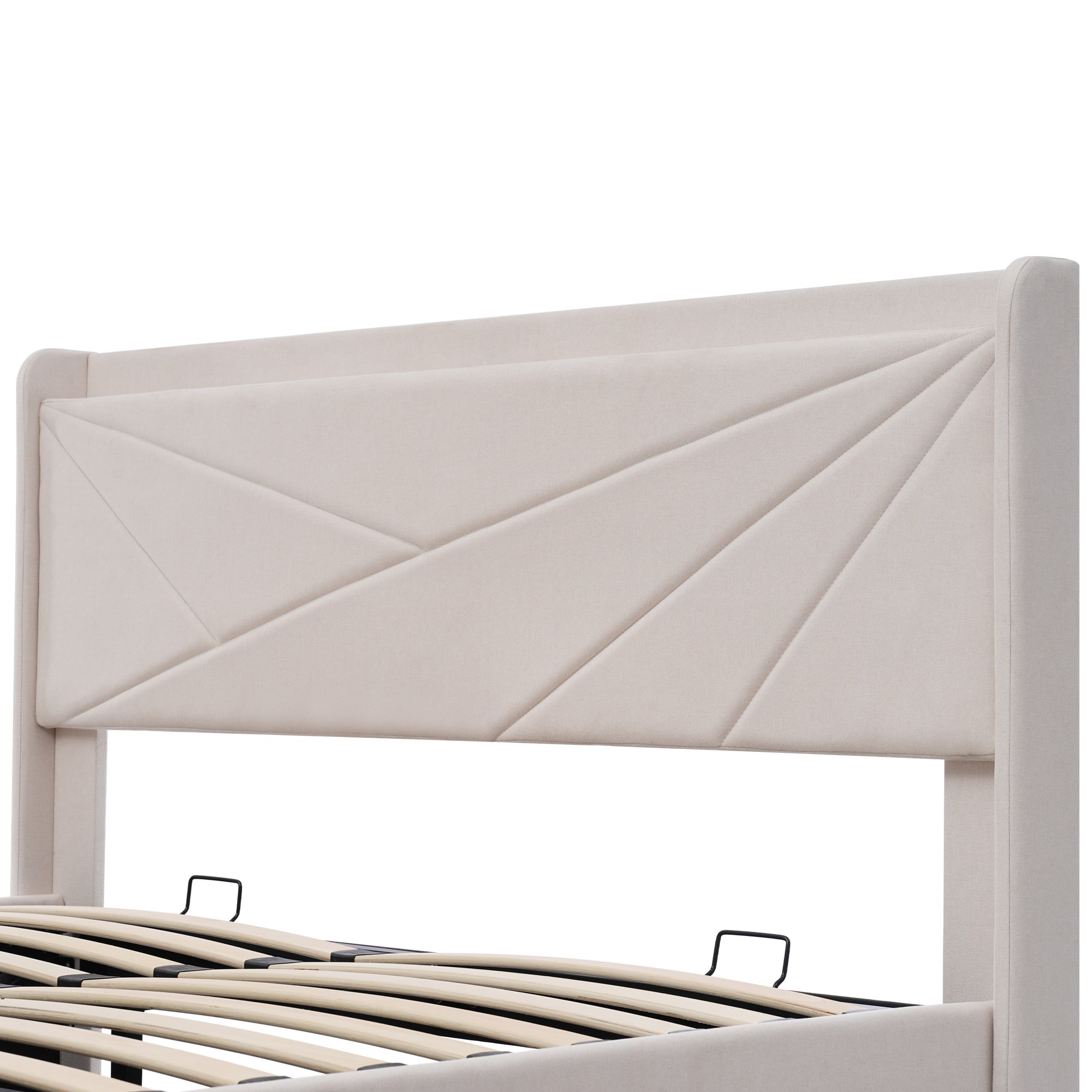 Upholstered Bed, Double, Storage with USB Type C Headboard, Linen