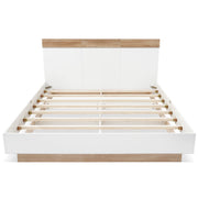 Double Bed Floating Headboard Frame Slatted Base, Sonoma Oak/White Wood