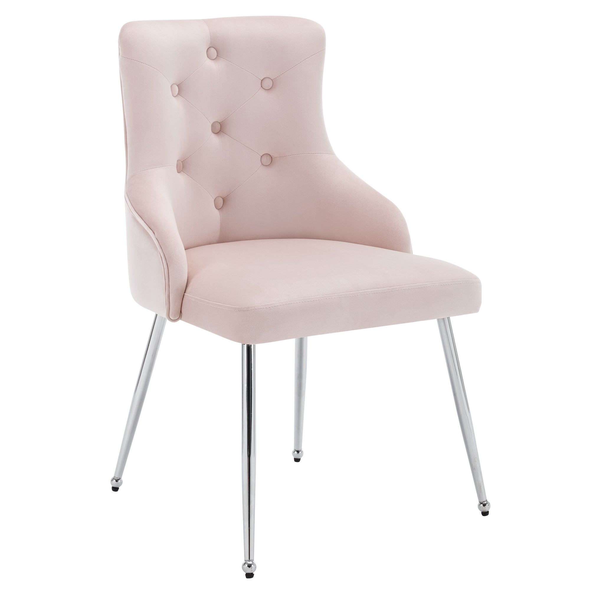 Dining Chairs Set of 2 with Button Pattern and Lumbar Cushion, Pink