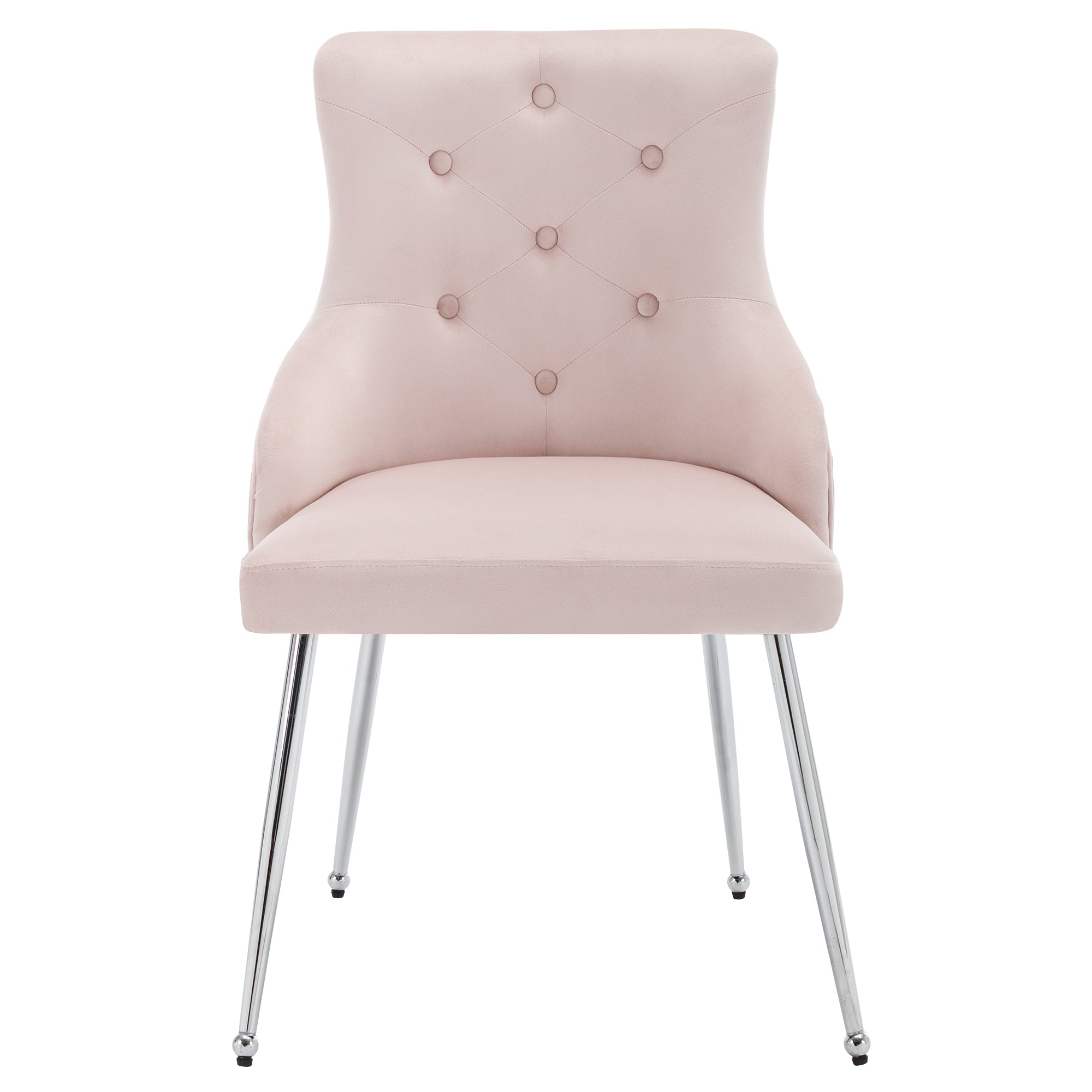 Dining Chair with Button Pattern and Lumbar Cushion, Pink
