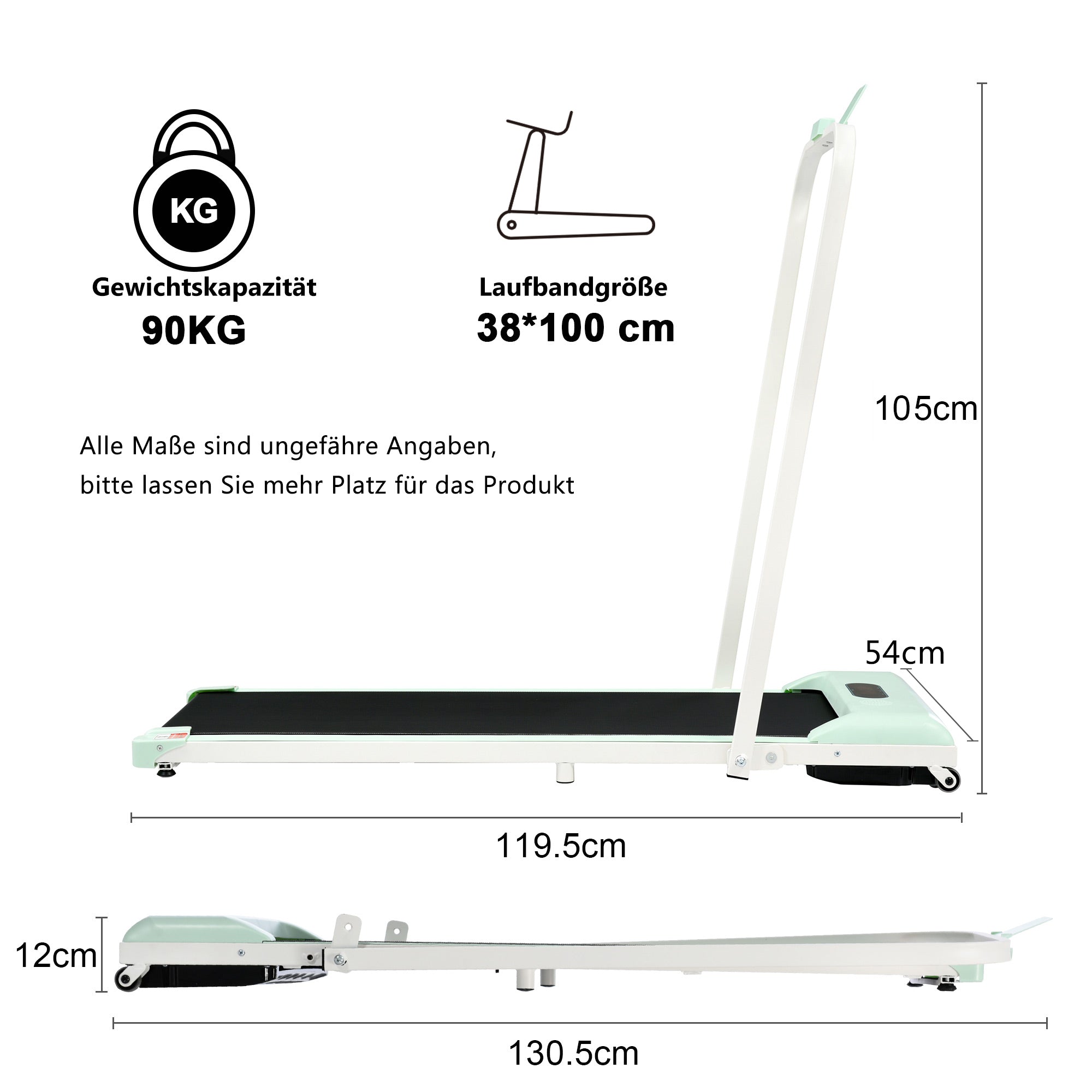 Treadmill, 2-in-1, 1-6 km/h, LED Display, Bluetooth, Foldable