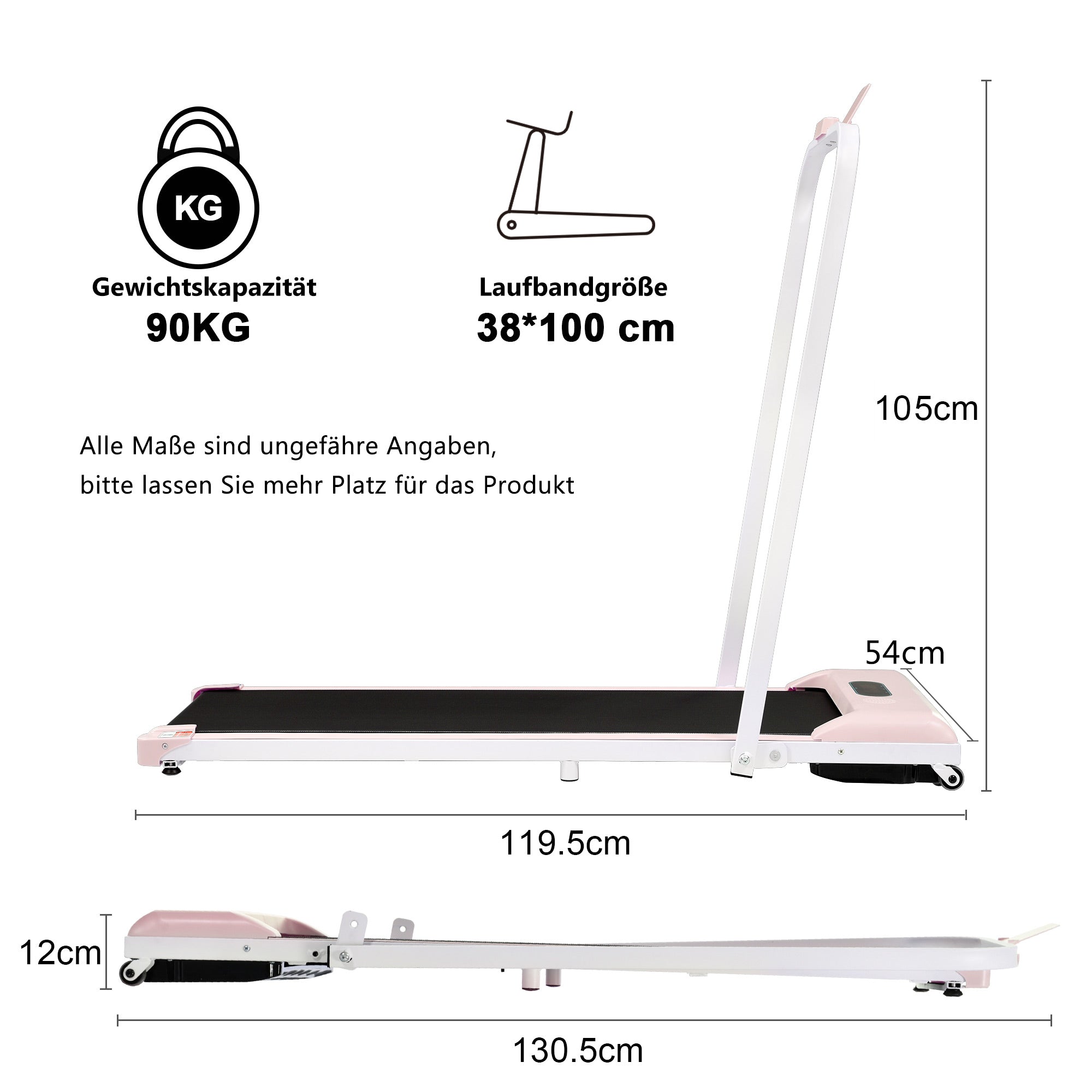 Treadmill, 2-in-1, Remote Control, LED Display, Bluetooth, Foldable