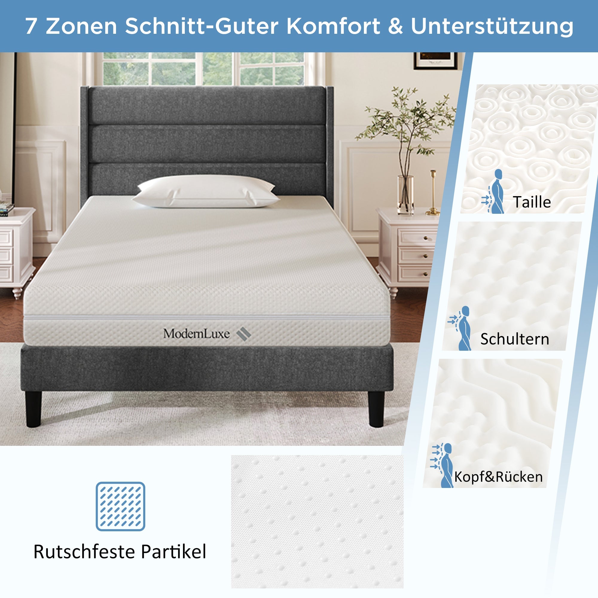 Cold Foam Double Mattress 140x200 7-Zone Comfort Foam, 20cm High