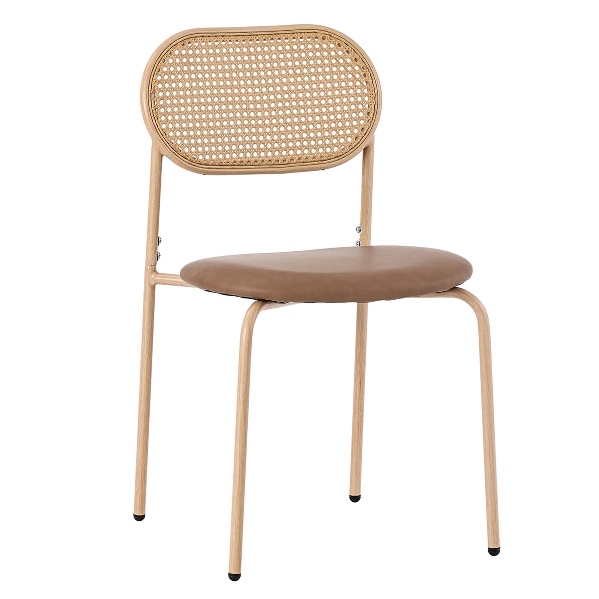 Dining Chairs Set of 4 Rattan Metal Legs Modern Style - Brown