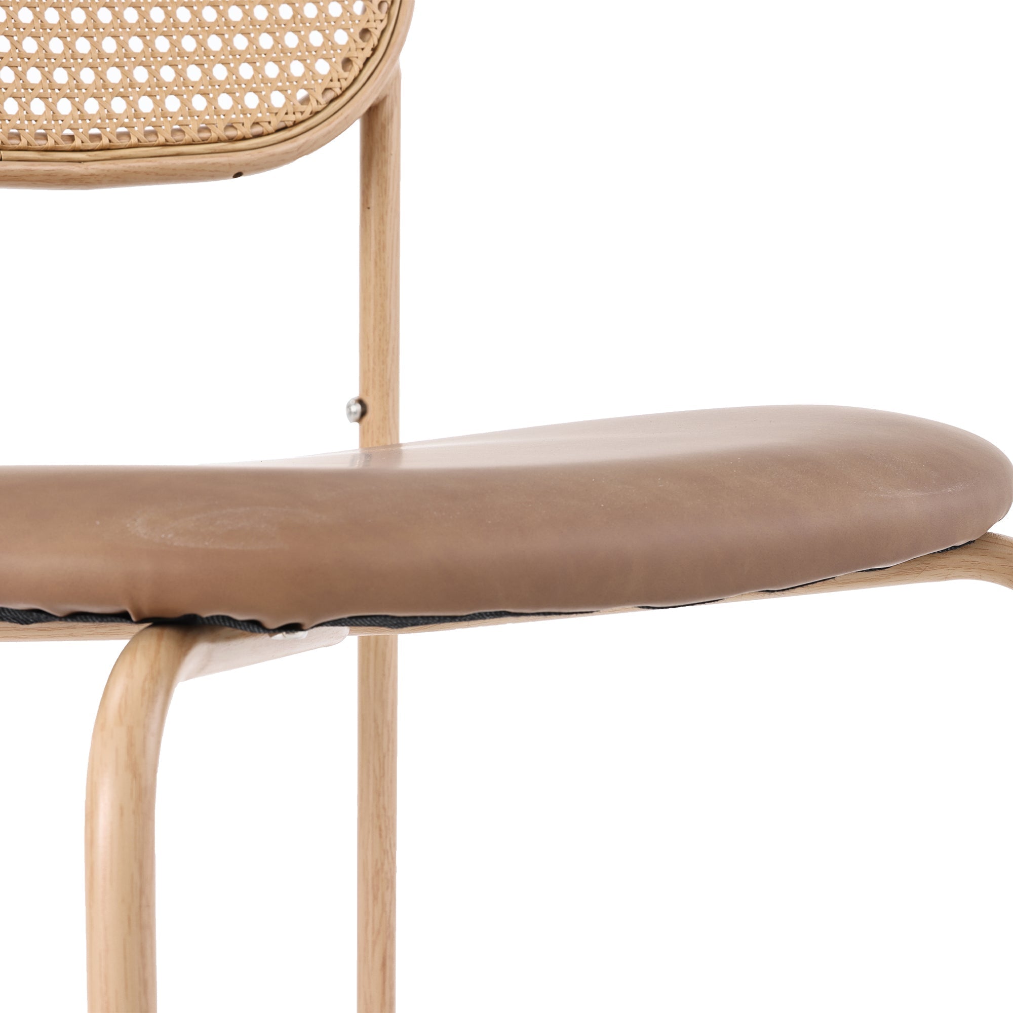 Set of 6 Dining Chairs Rattan Metal Legs - Brown