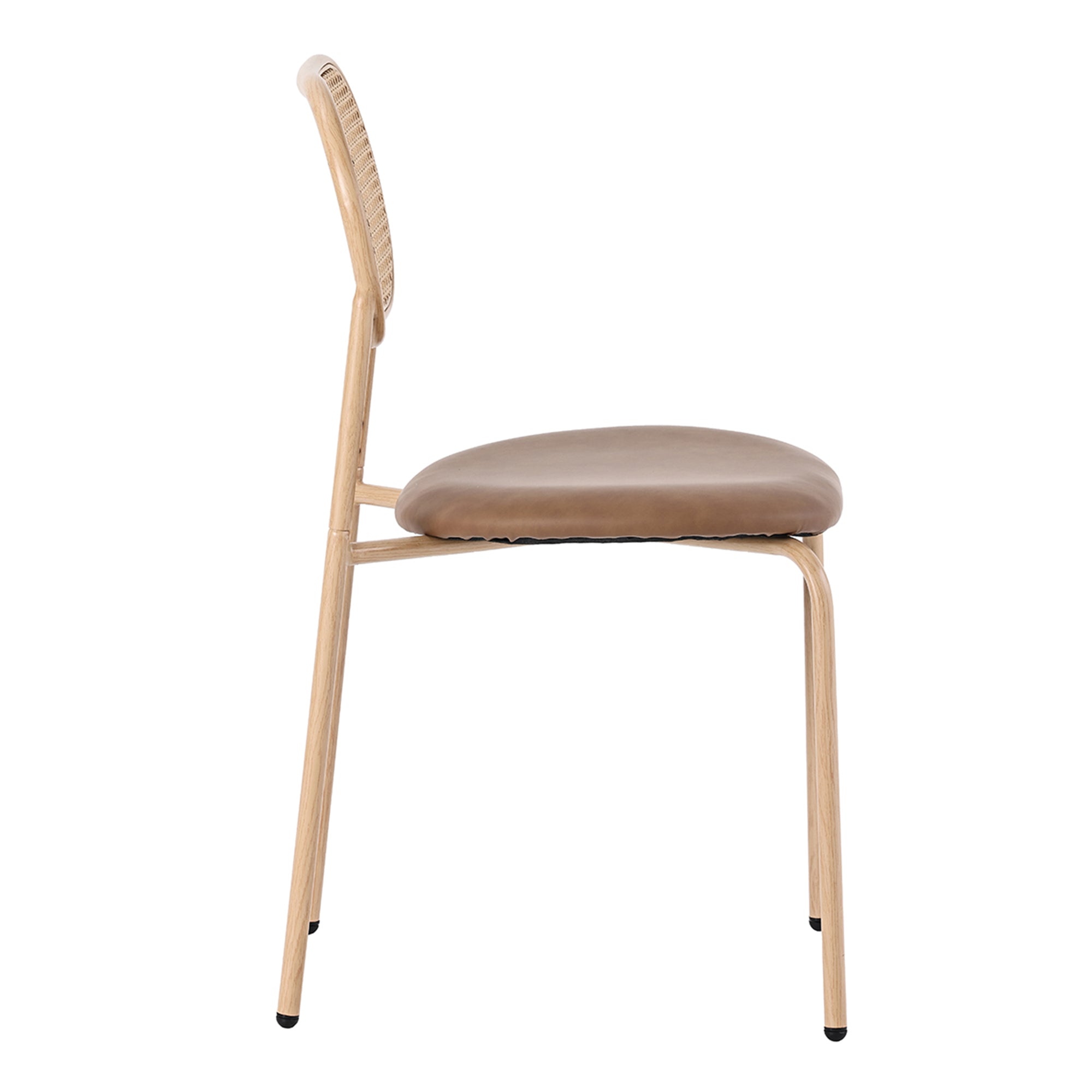 Set of 6 Dining Chairs Rattan Metal Legs - Brown