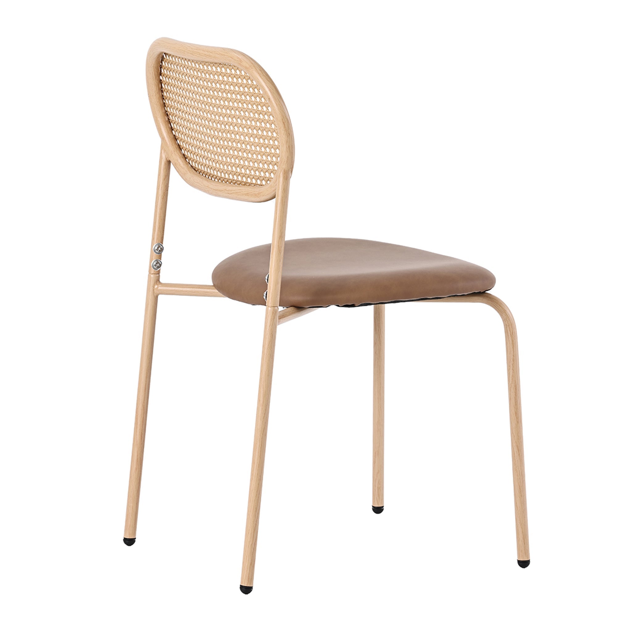 Set of 6 Dining Chairs Rattan Metal Legs - Brown