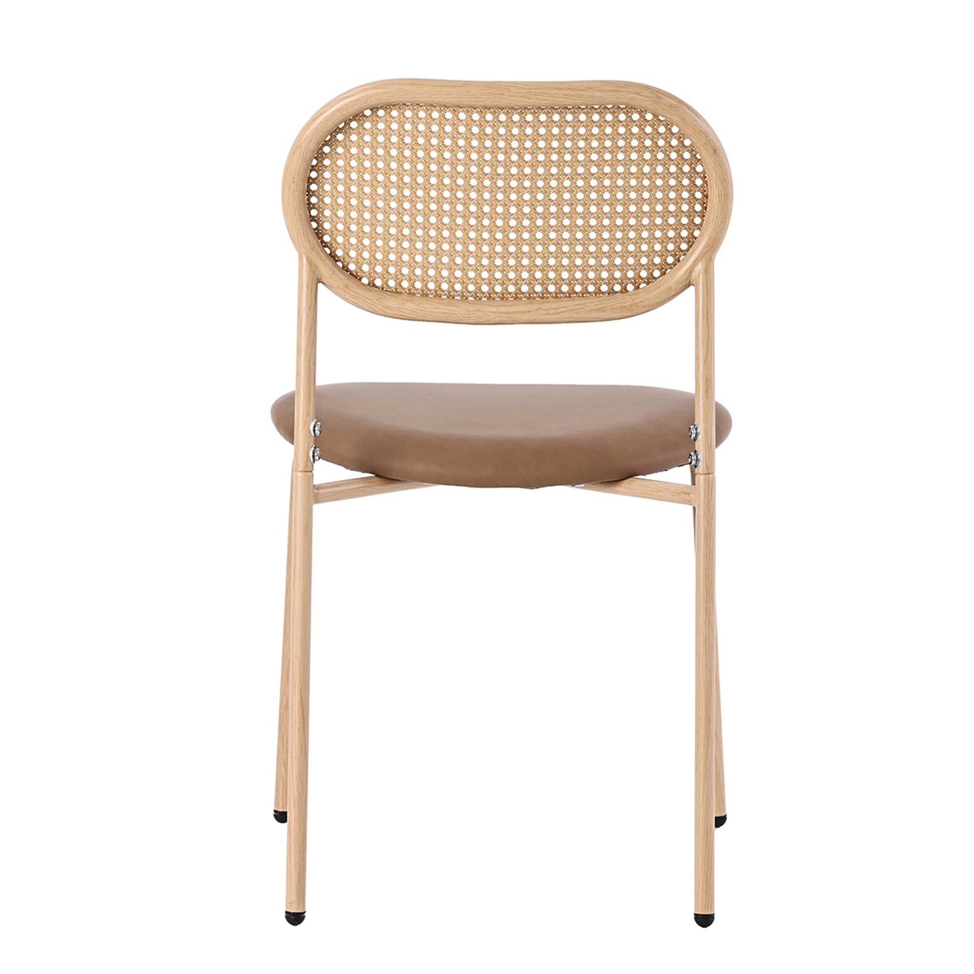 Dining Chairs Set of 4 Rattan Metal Legs Modern Style - Brown
